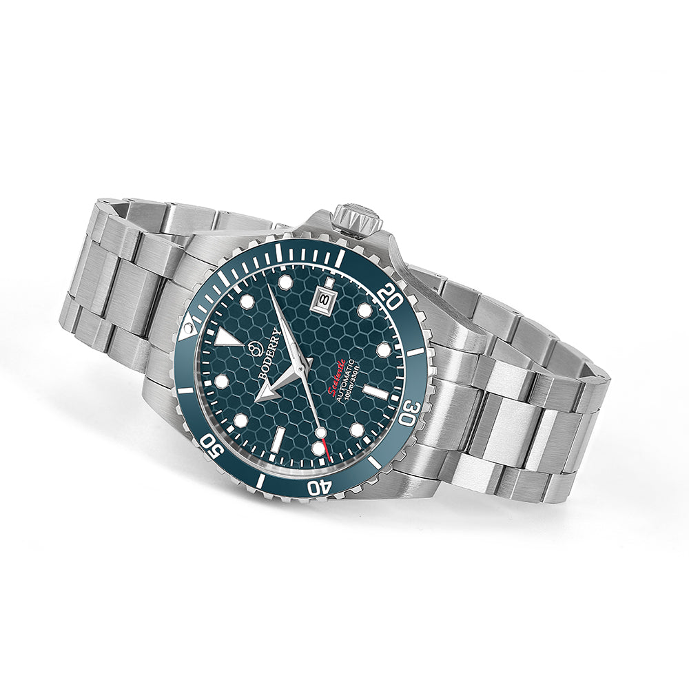 SEATURTLE.OCEAN(TITANIUM) - Automatic Titanium Diver Watch | Sea  Blue/Ti-bracelet