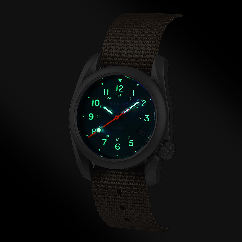 VOYAGER - 100M Waterproof Titanium Automatic Field Watch | Peacock Green