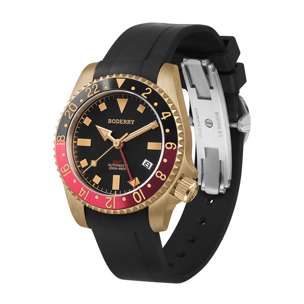 ADMIRAL GMT - 200M Waterproof Bronze Automatic Diver Watch | Black