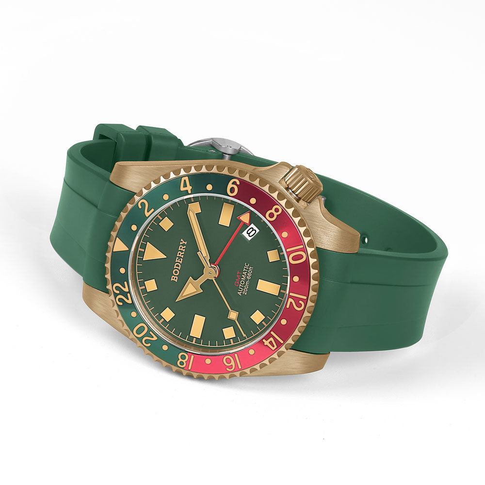 ADMIRAL GMT - 200M Waterproof Bronze Automatic Diver Watch | Green