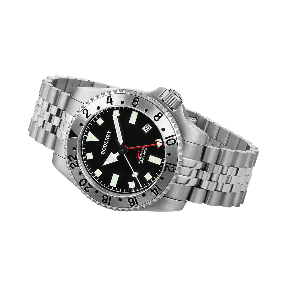 ADMIRAL GMT - 200M Waterproof Titanium Automatic Diver Watch | Black-Ti