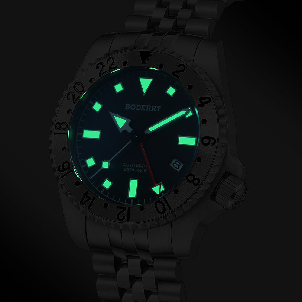 ADMIRAL GMT - 200M Waterproof Titanium Automatic Diver Watch | Black-Ti