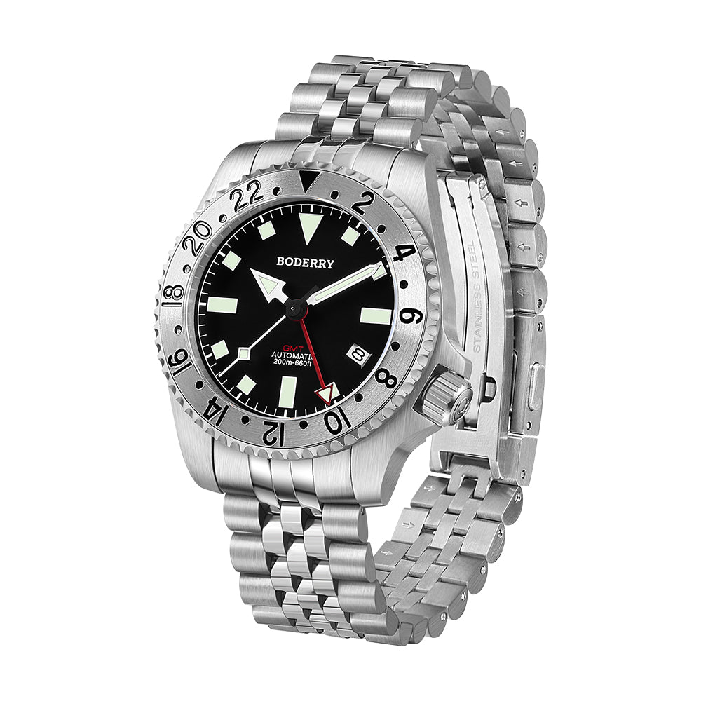 ADMIRAL GMT - 200M Waterproof Titanium Automatic Diver Watch | Black-Ti