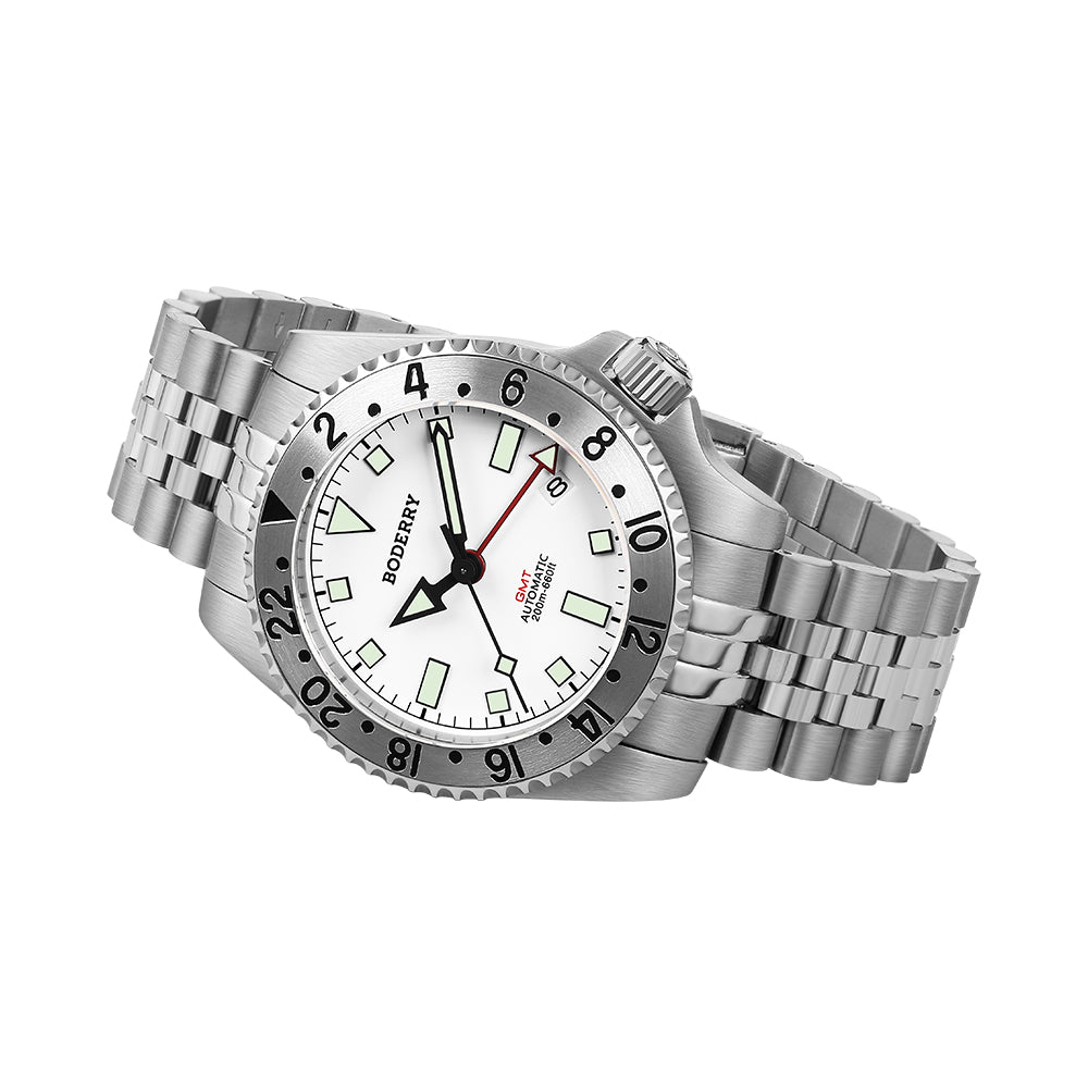 ADMIRAL GMT - 200M Waterproof Titanium Automatic Diver Watch | White-Ti