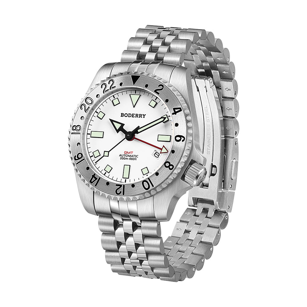 ADMIRAL GMT - 200M Waterproof Titanium Automatic Diver Watch | White-Ti