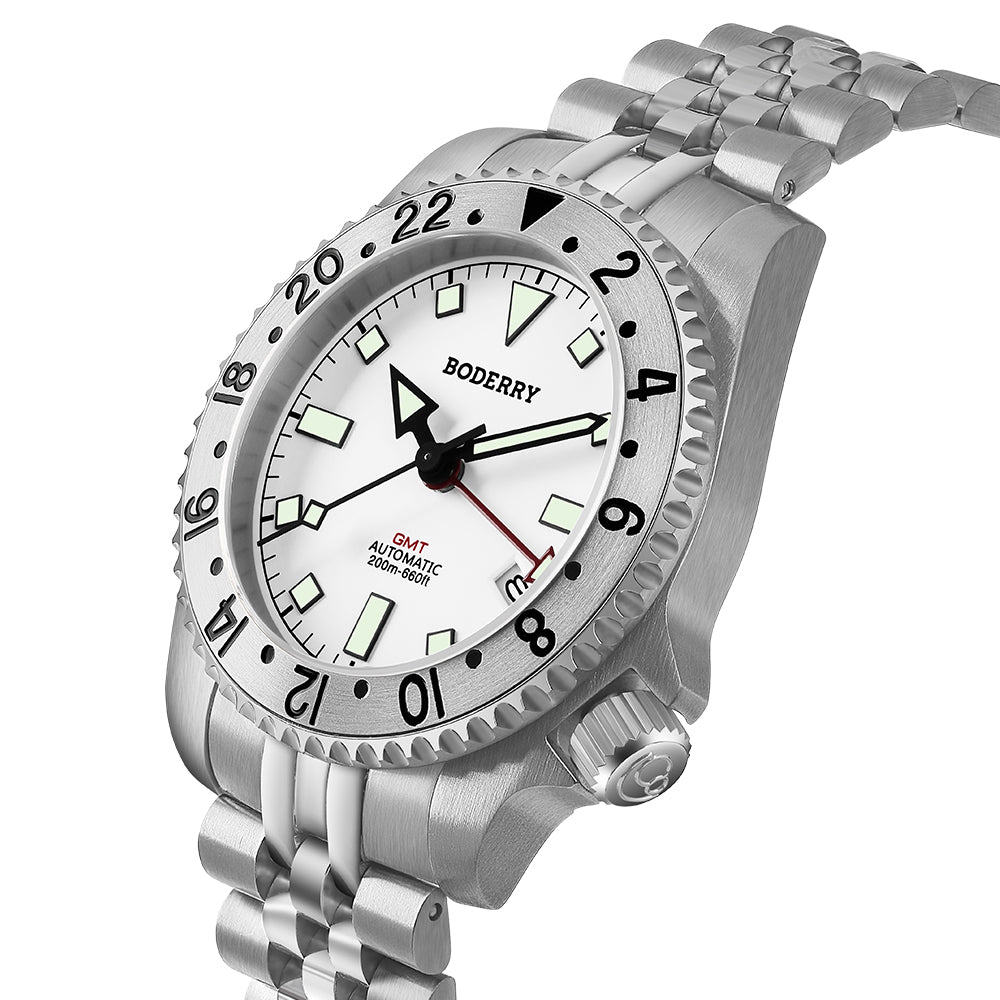 ADMIRAL GMT - 200M Waterproof Titanium Automatic Diver Watch | White-Ti