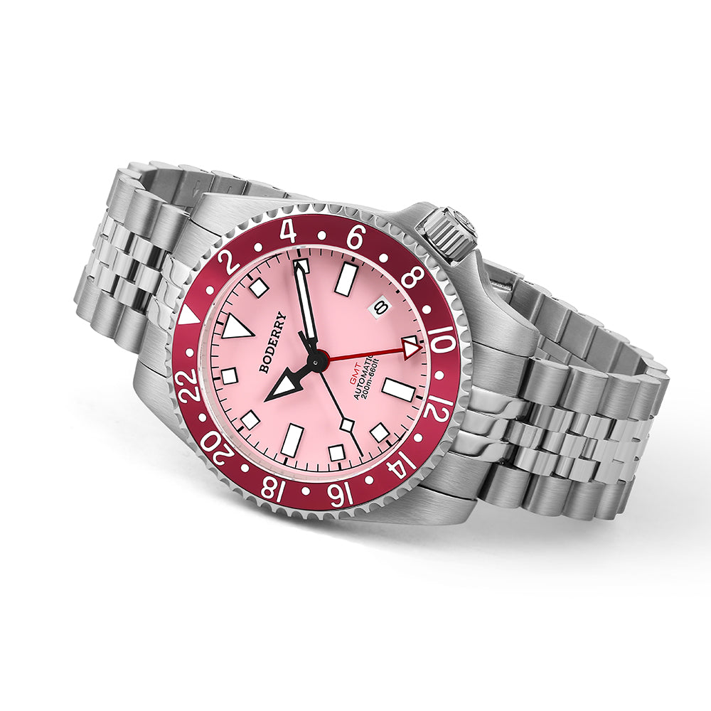 ADMIRAL GMT - 200M Waterproof Titanium Automatic Diver Watch | Pink