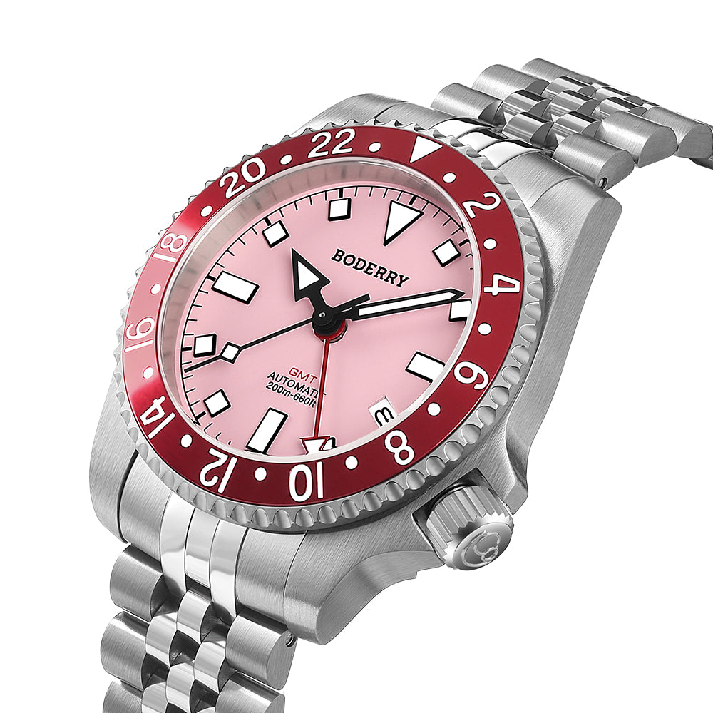 ADMIRAL GMT - 200M Waterproof Titanium Automatic Diver Watch | Pink