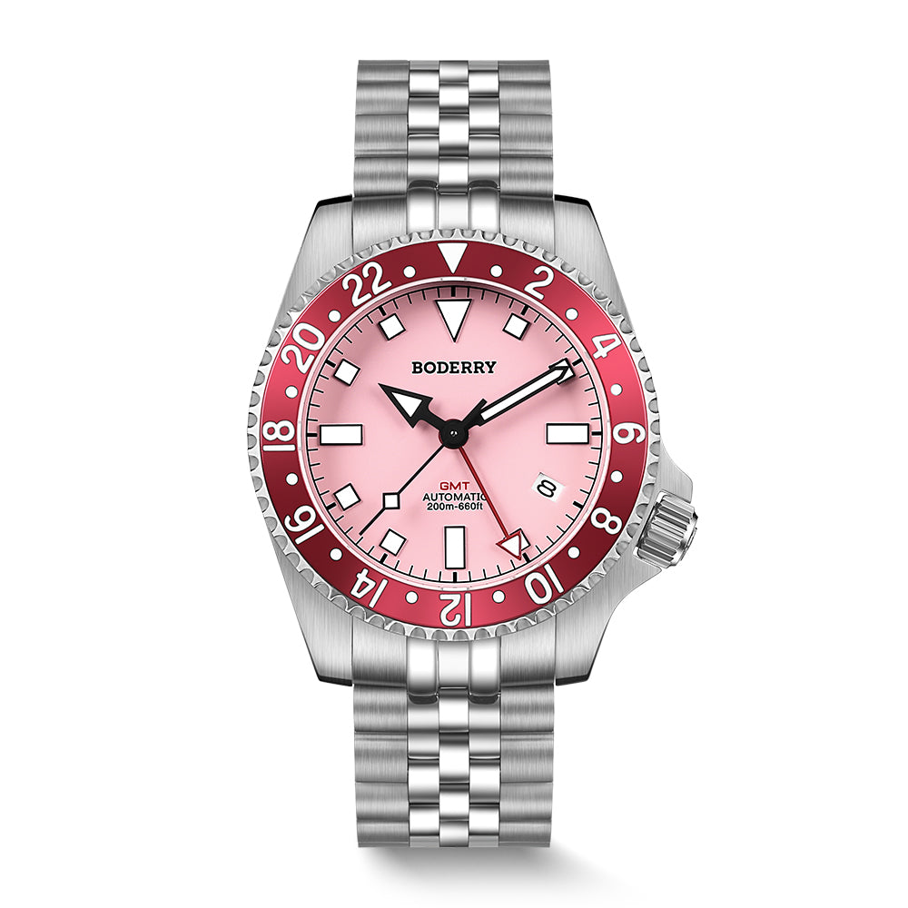 ADMIRAL GMT - 200M Waterproof Titanium Automatic Diver Watch | Pink