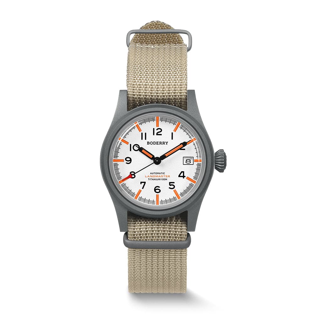 LANDMASTER - 100M Waterproof Titanium Automatic Field Watch | White