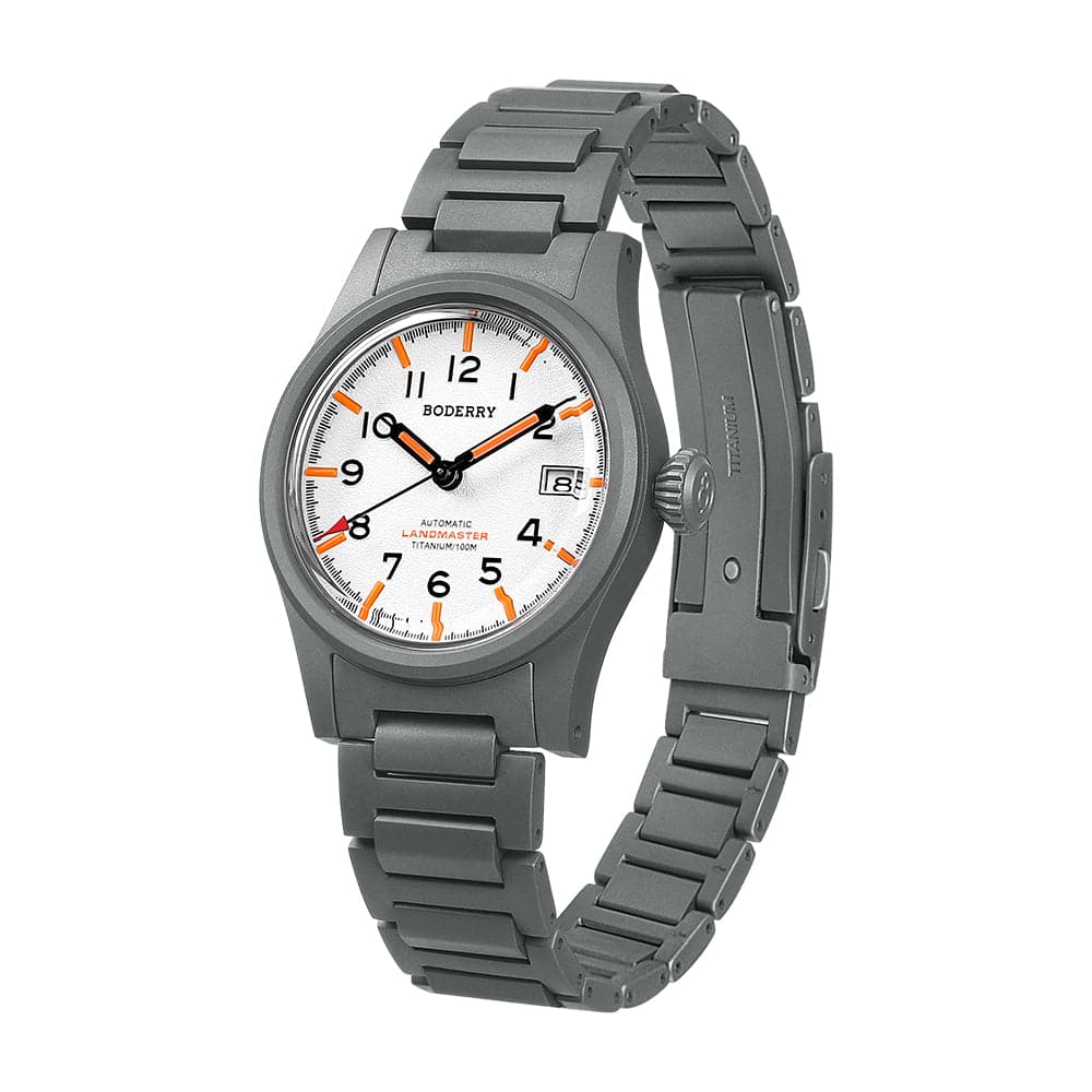 LANDMASTER - 100M Waterproof Titanium Automatic Field Watch | White-bracelet