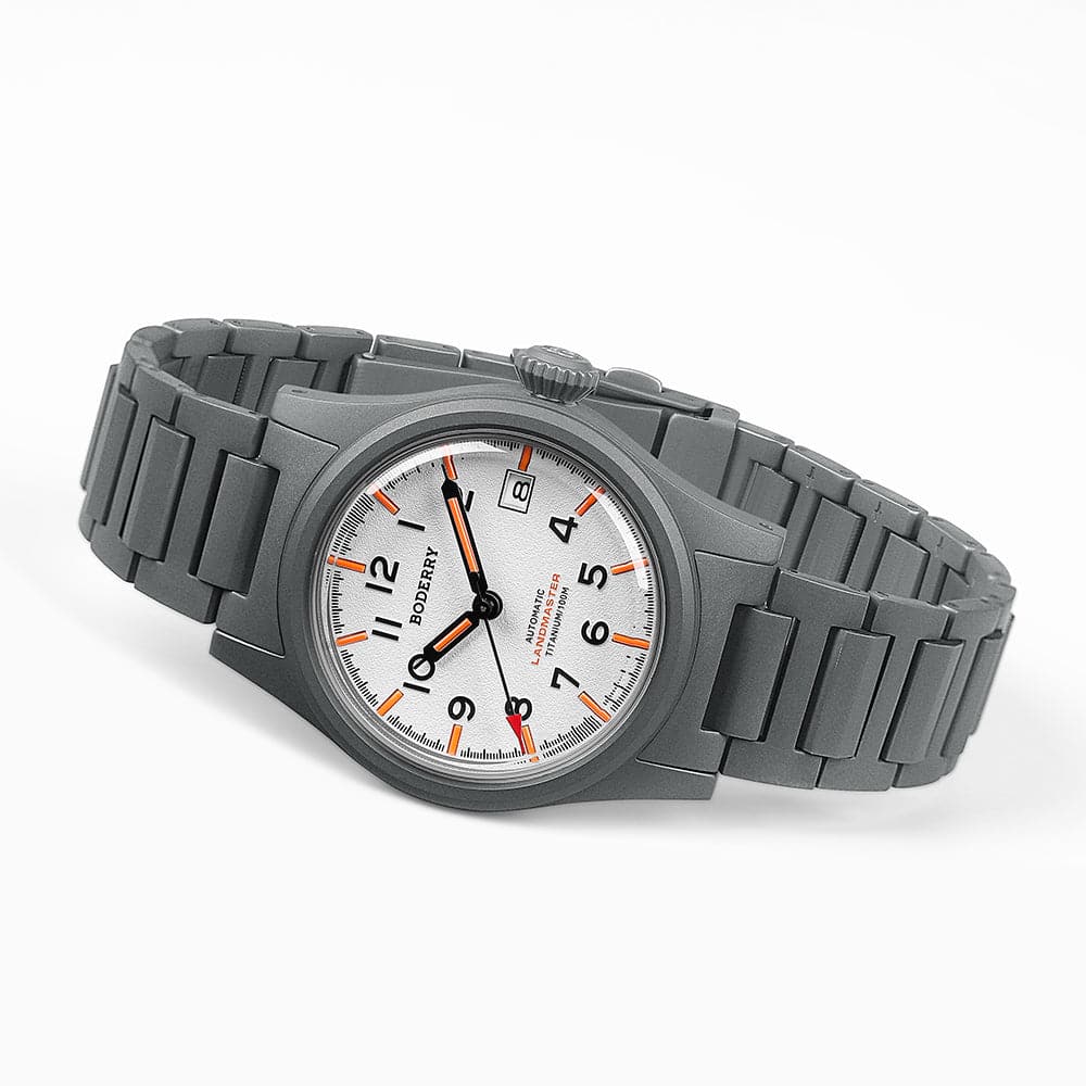 LANDMASTER - 100M Waterproof Titanium Automatic Field Watch | White-bracelet