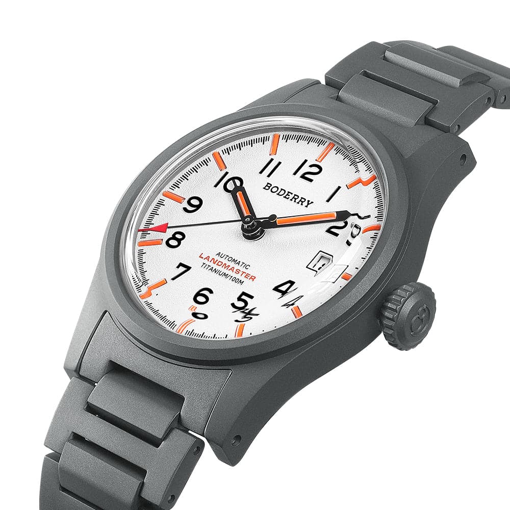 LANDMASTER - 100M Waterproof Titanium Automatic Field Watch | White-bracelet