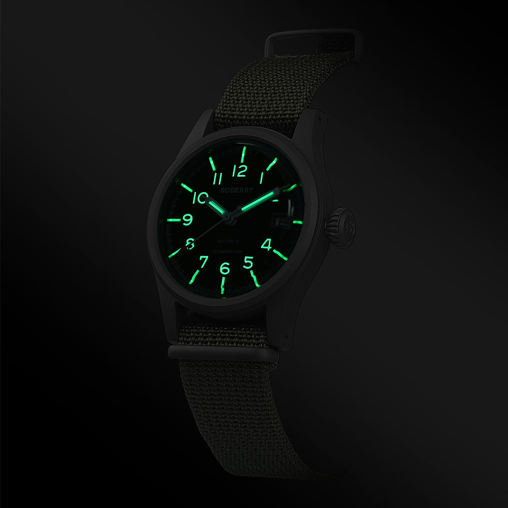 LANDMASTER - 100M Waterproof Titanium Automatic Field Watch | Green