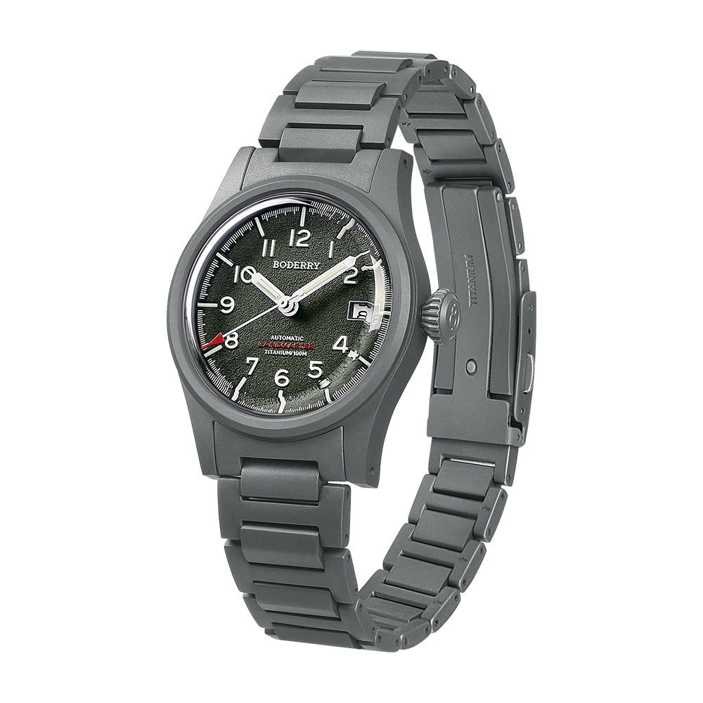 LANDMASTER - 100M Waterproof Titanium Automatic Field Watch | Green-bracelet