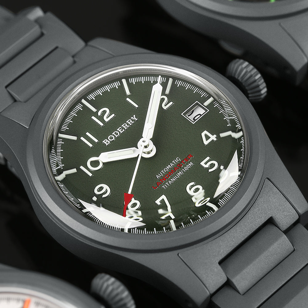 LANDMASTER - 100M Waterproof Titanium Automatic Field Watch | Green-bracelet