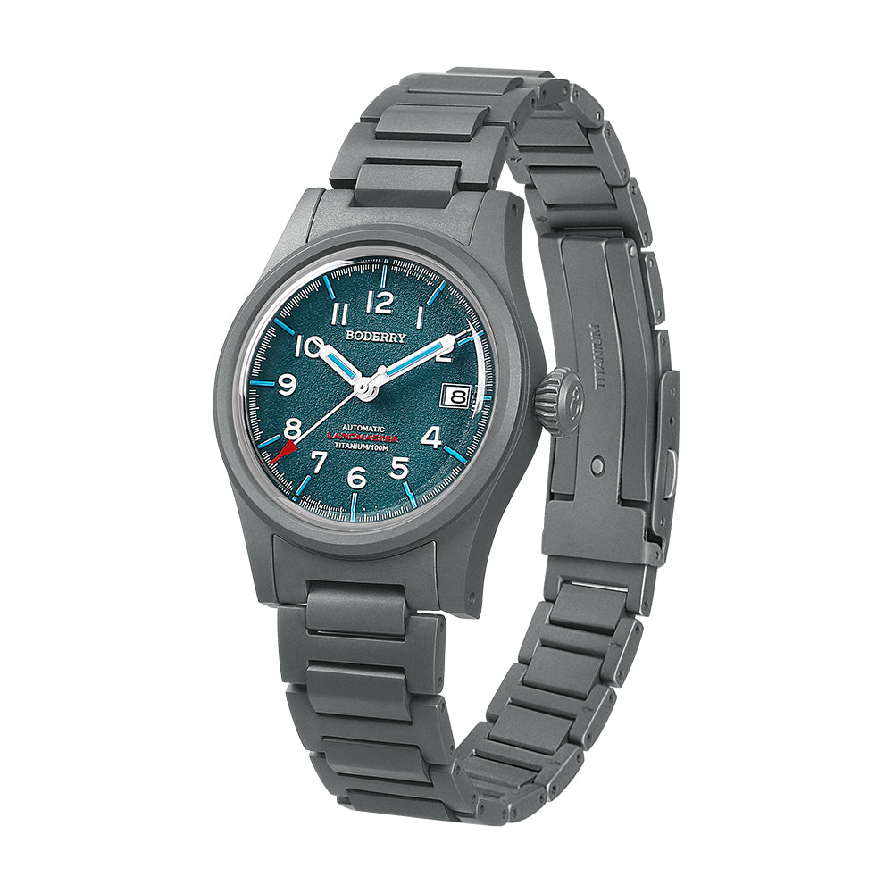 LANDMASTER - 100M Waterproof Titanium Automatic Field Watch | Blue-bracelet