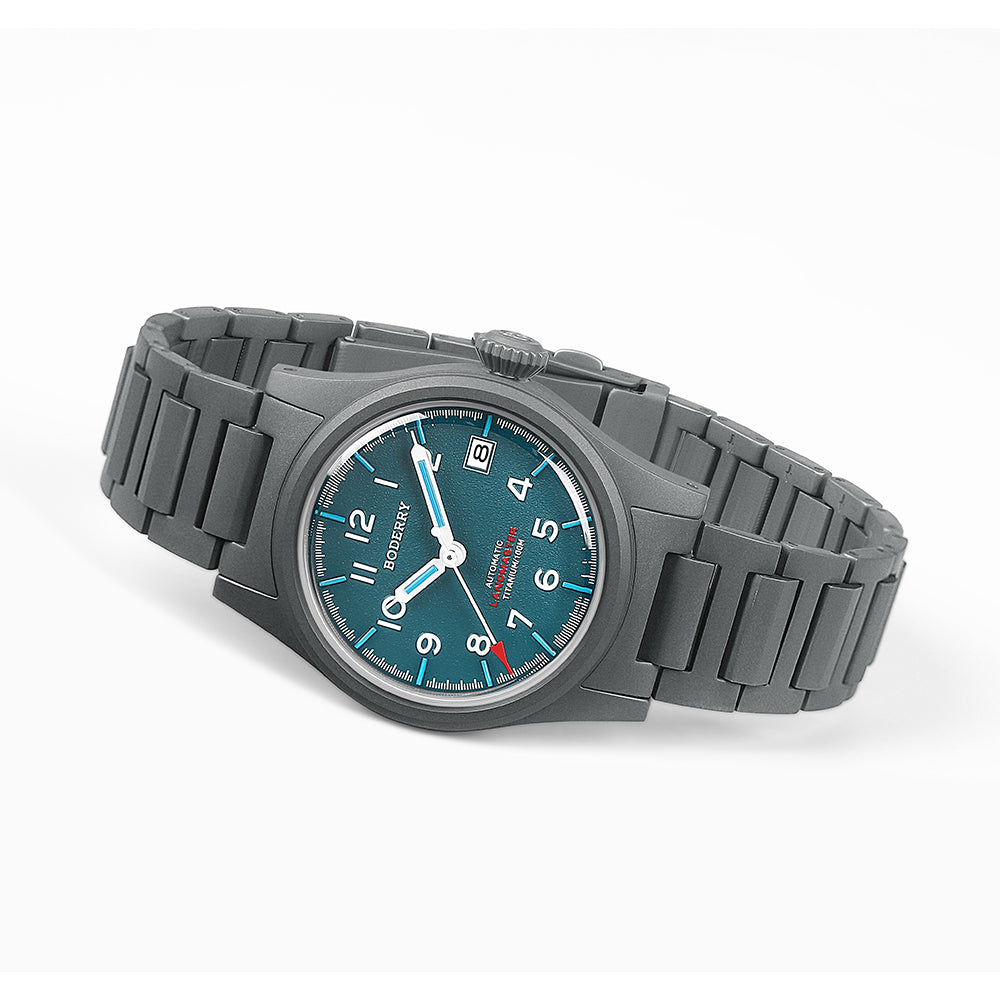 LANDMASTER - 100M Waterproof Titanium Automatic Field Watch | Blue-bracelet