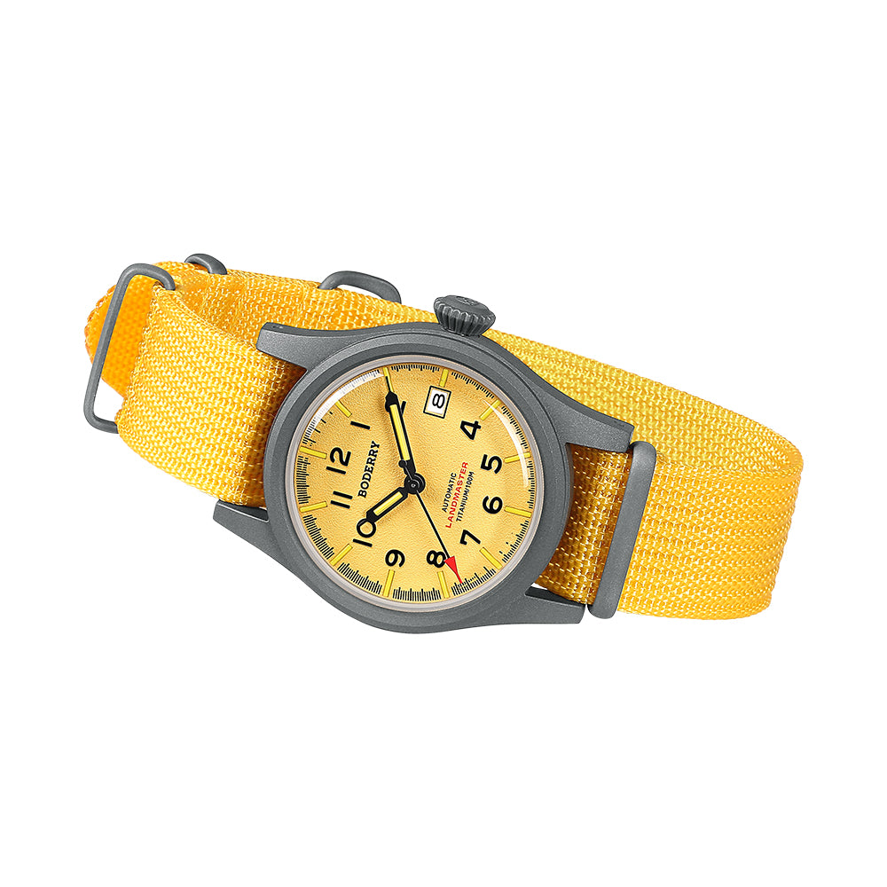 LANDMASTER - 100M Waterproof Titanium Automatic Field Watch | Yellow