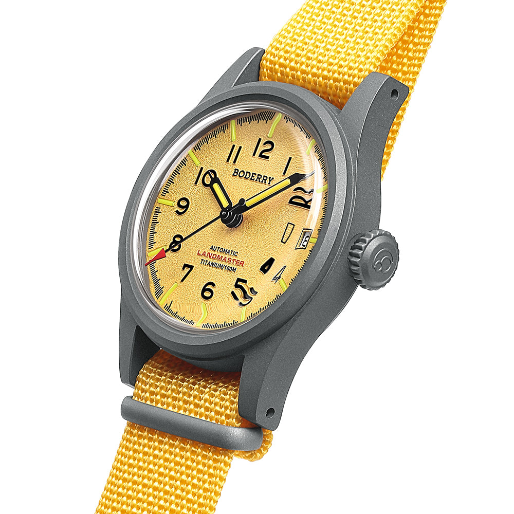 LANDMASTER - 100M Waterproof Titanium Automatic Field Watch | Yellow