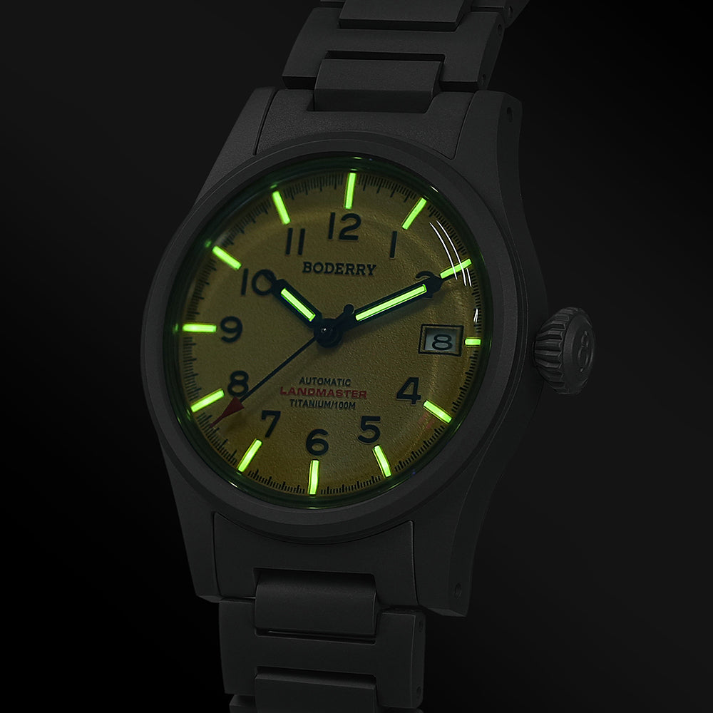 LANDMASTER - 100M Waterproof Titanium Automatic Field Watch | Yellow-bracelet