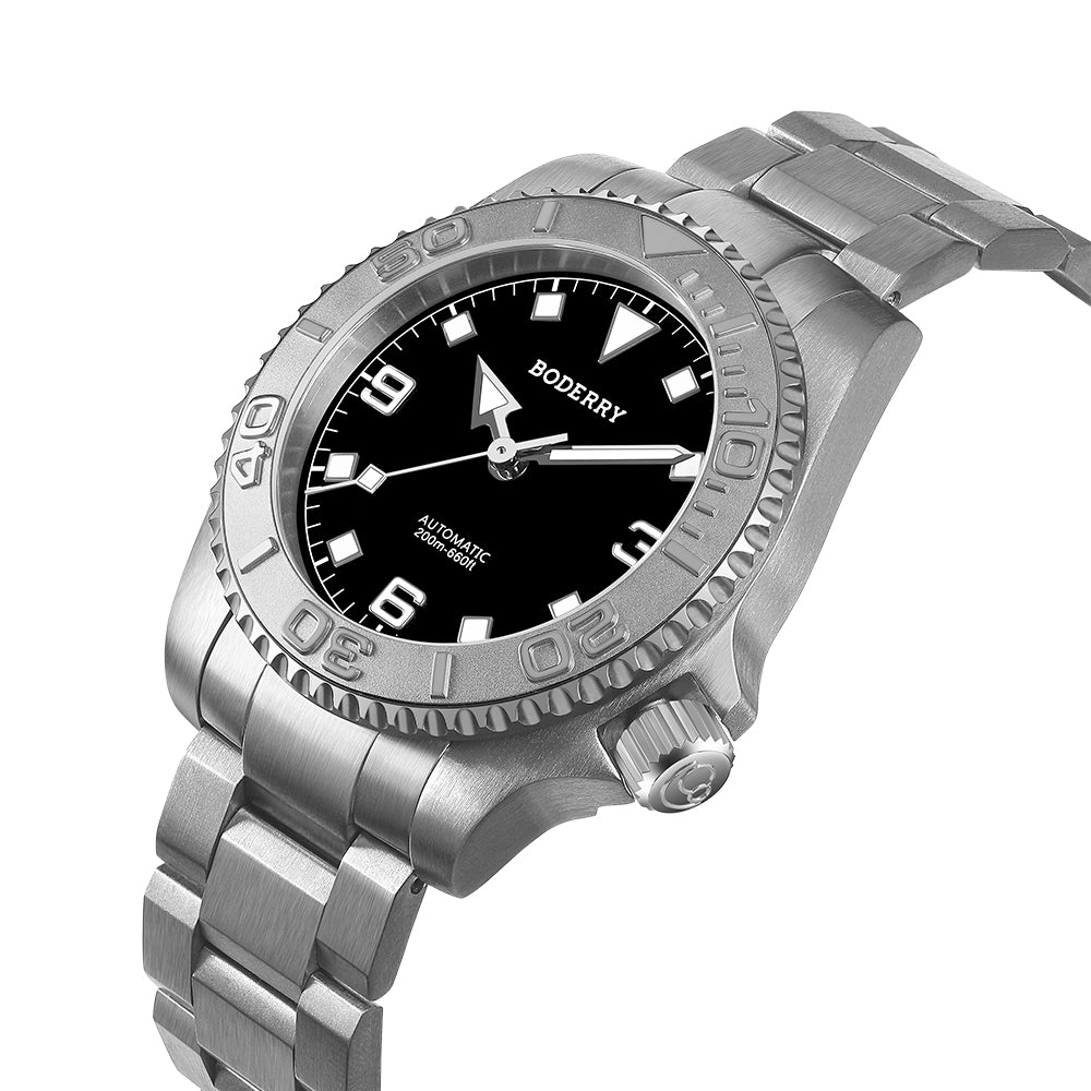 ADMIRAL 3-Hand No-Date - 200M Waterproof Titanium Automatic Diver Watch | Jet Black