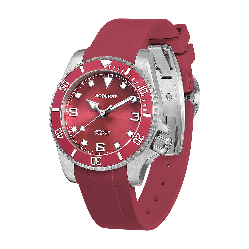 Wohler Mens Diver Watch Quartz deals Red Bezel