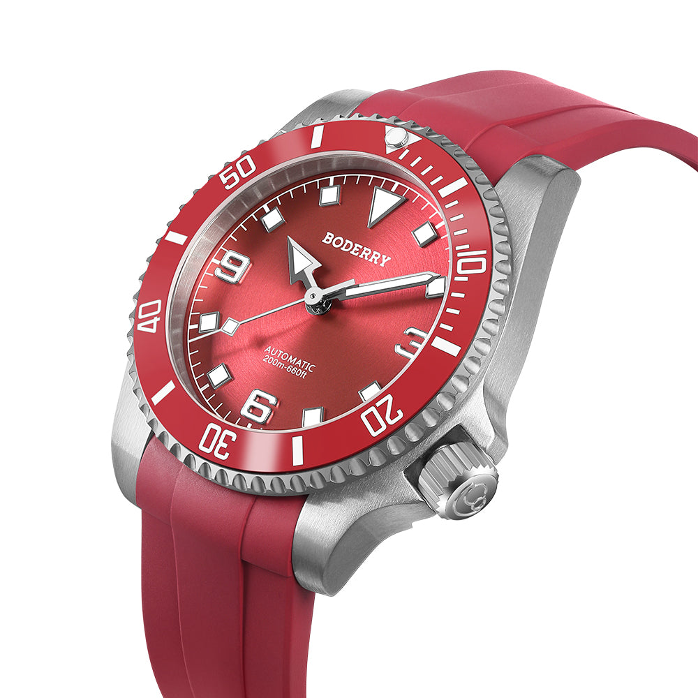 ADMIRAL 3-Hand No-Date - 200M Waterproof Titanium Automatic Diver Watch | Coral Red(Ceramic Bezel)