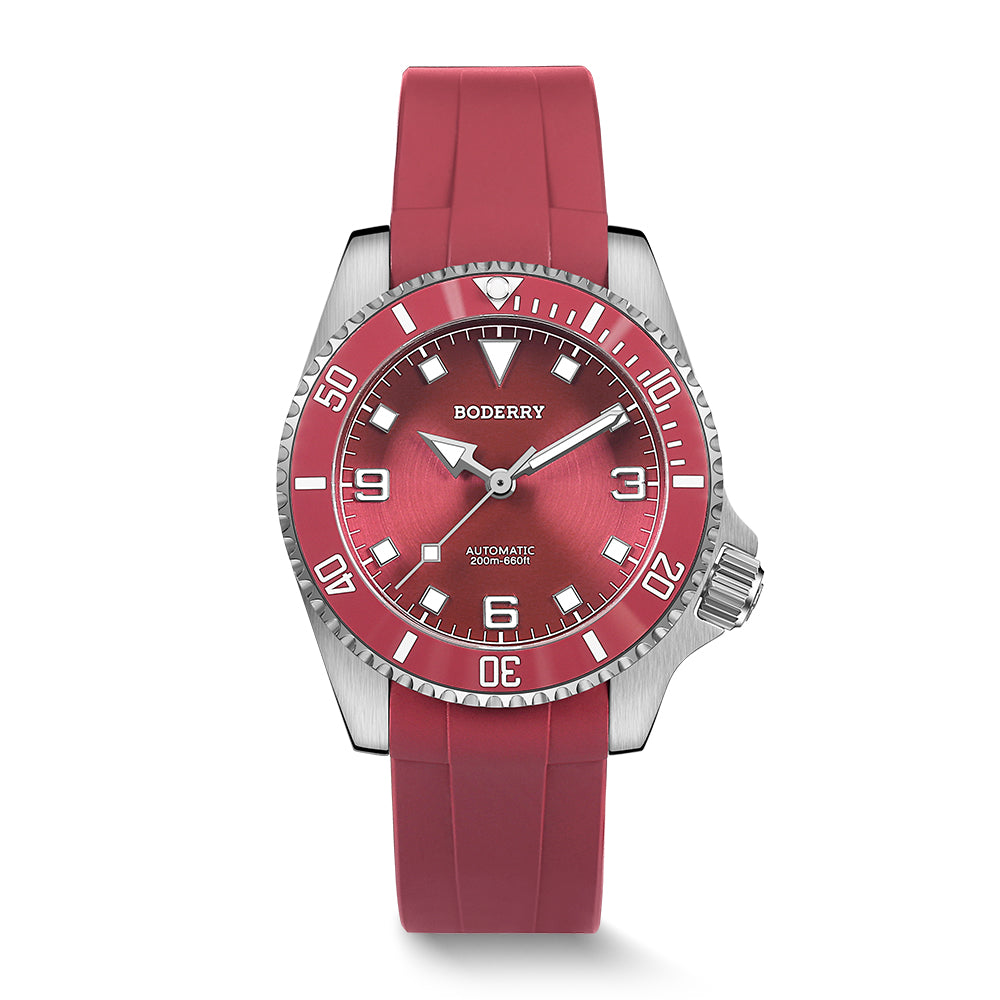 ADMIRAL 3-Hand No-Date - 200M Waterproof Titanium Automatic Diver Watch | Coral Red(Ceramic Bezel)