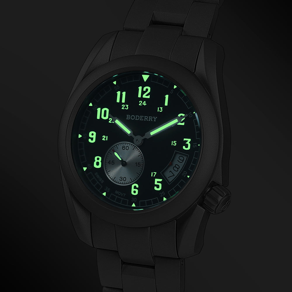 VOYAGER 38 - 100M Waterproof Titanium Field Watch | Black-bracelet