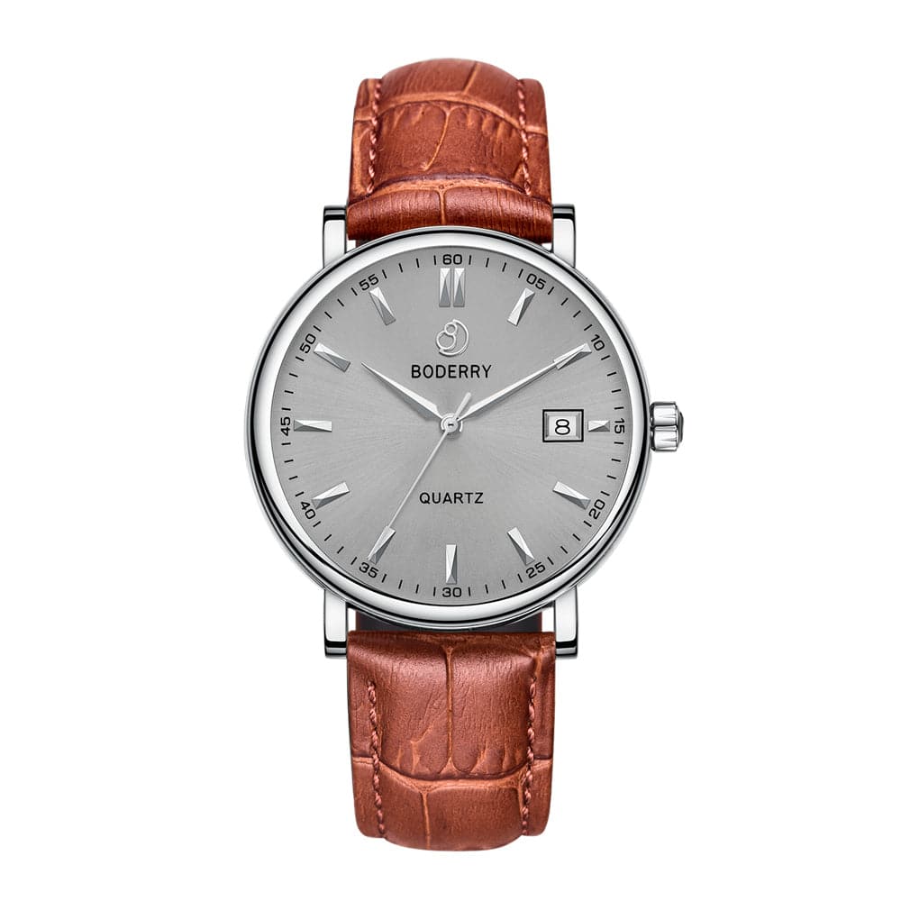 Classic Men's Luxury Swiss Watches with Leather Strap 40MM - Boderry